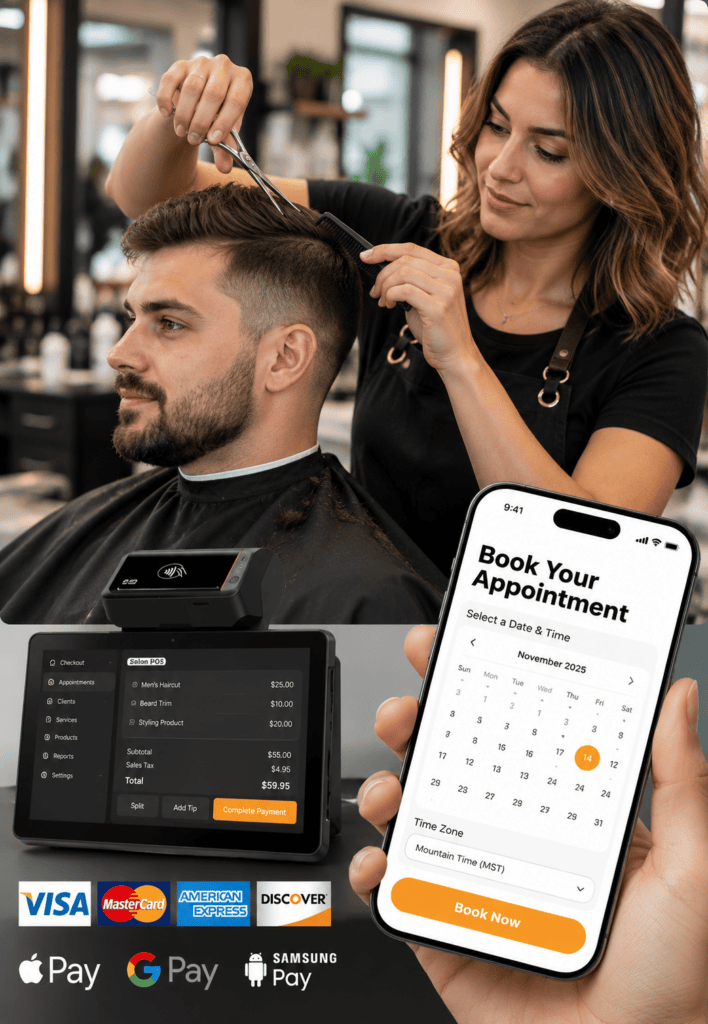 Image of People at a Salon and Spa Using Software With No Monthly Fees