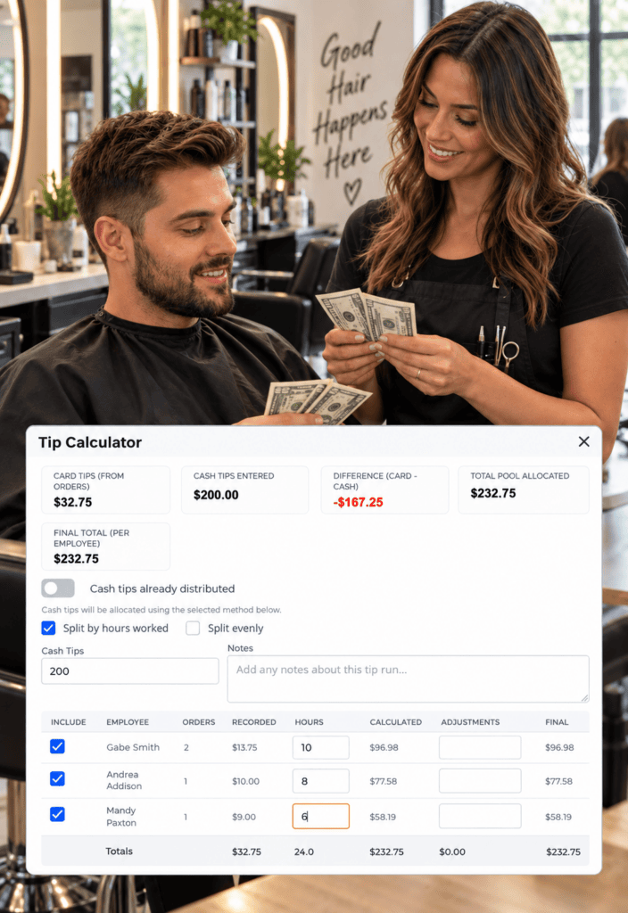 Image of people using Salon Tip Distribution Software Salon Stacks 